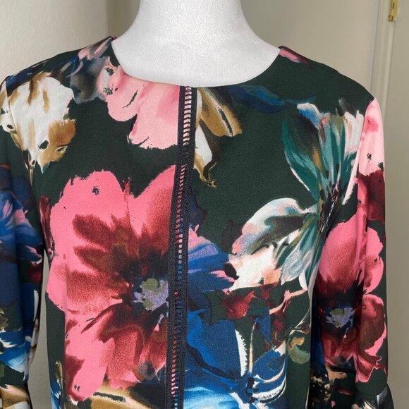 J.Taylor Women's Floral Mini/Midi Dress with Bell Sleeves Office Work Sz 12 - Picture 5 of 8